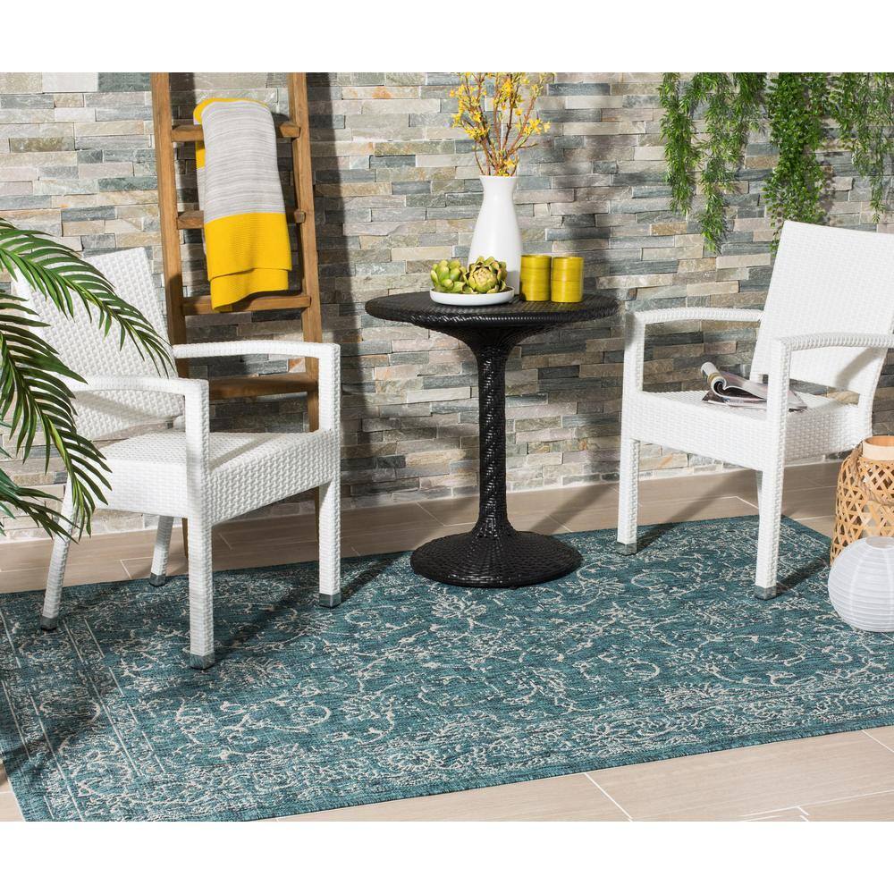 Turquoise Bliss 9' x 12' Flat Woven Synthetic Area Rug