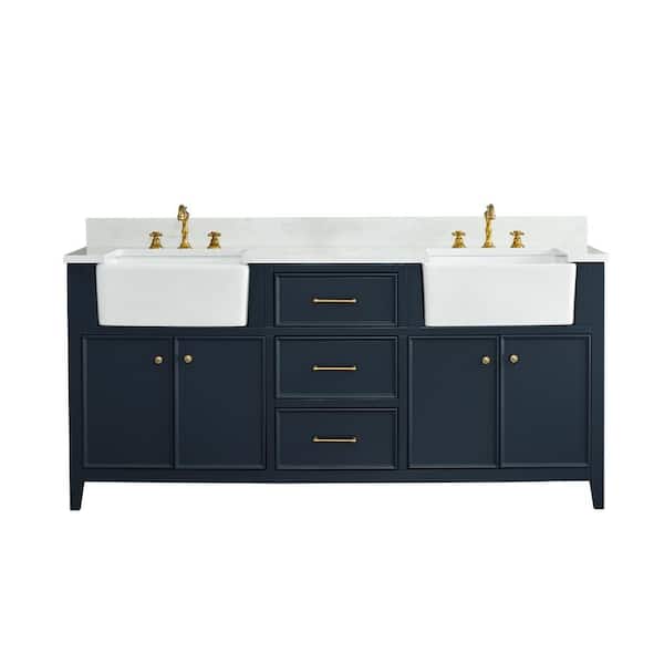 Casey 72 in. W x 22 in. D Bath Vanity in Indigo Blue with Engineered Stone Vanity Top in Ariston White with White Sink