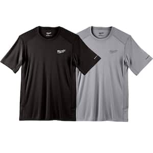 Men's Large Black and Gray WORKSKIN Light Weight Performance Short Sleeve T-Shirt (2-Pack)