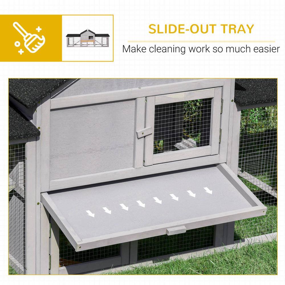 Gray Fir Wood Large Outdoor Guinea Pig Hutch with Double Run