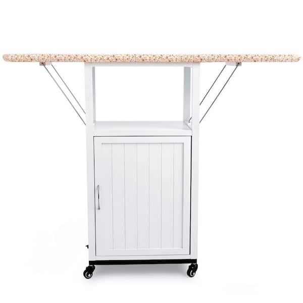 Tileon 1 Piece Ironing Board Cabinet with Wheel in White