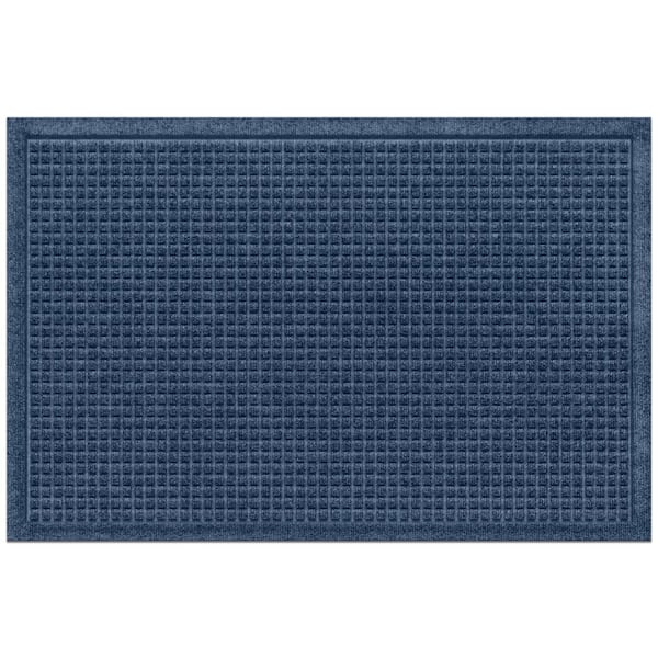 Bungalow Flooring Waterhog Squares 18 in. x 27 in. PET Polyester Indoor Outdoor Door Mat Navy