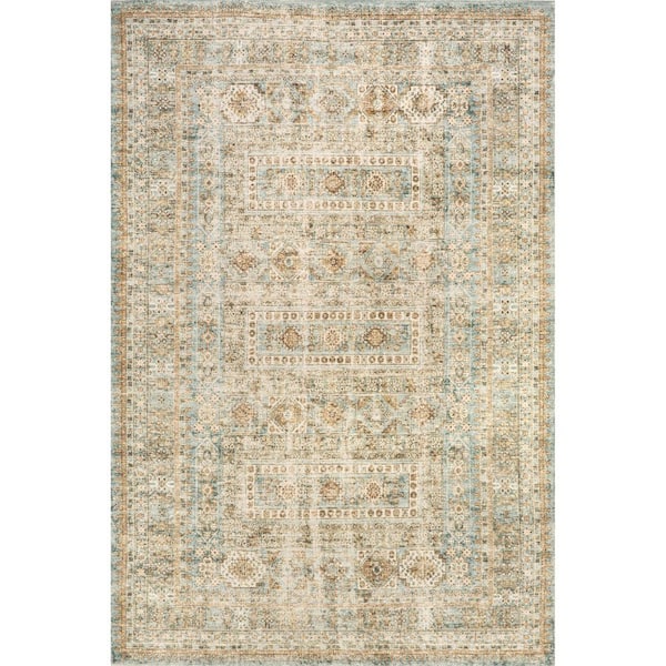 Tilicho Distressed Wool Light Green 5 ft. x 8 ft. Indoor/Outdoor Patio Rug