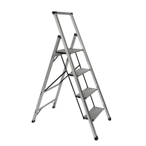 4-Step 9.5 ft. Reach Slimline Aluminum Light Step Stool, Type I- 250 lbs. Load Capacity ANSI Ceritified