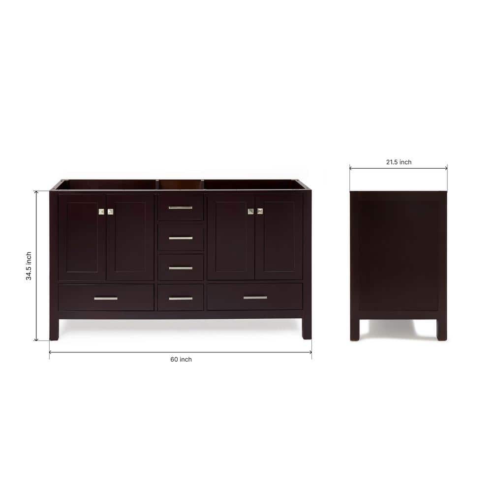 Cambridge Espresso 60" Double Vanity Cabinet with Nickel Hardware
