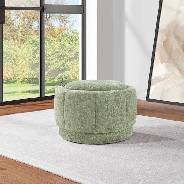 OSP Home Furnishings Lanyard Storage Ottoman in Spring Green Fabric