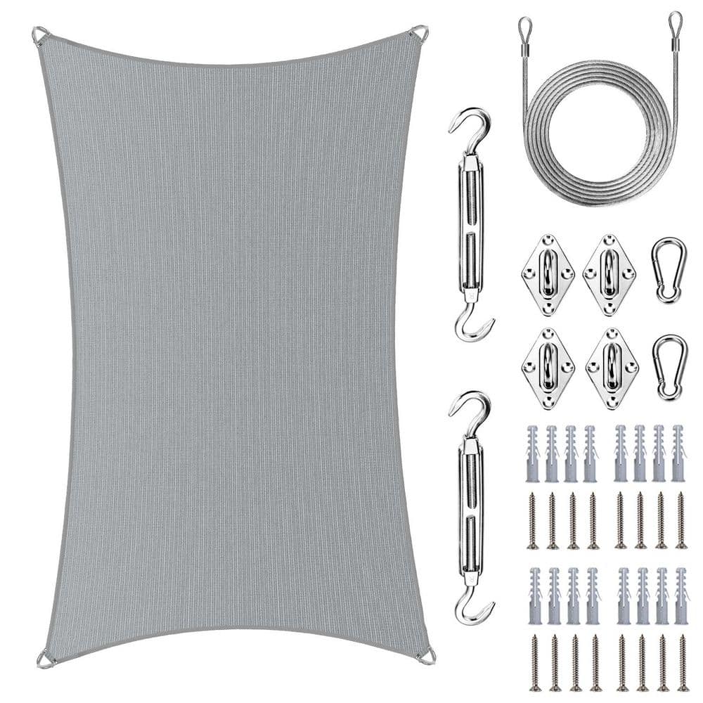 Pro Ring 16 ft. x 22 ft. Rectangle Sun Shade Sail with Hardware Kit and Rope-Grey price history on PriceWatchPro