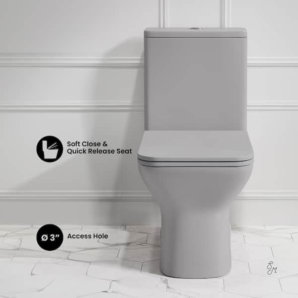 Swiss Madison Carre 1-Piece Square Toilet Dual-Flush in Matte Grey