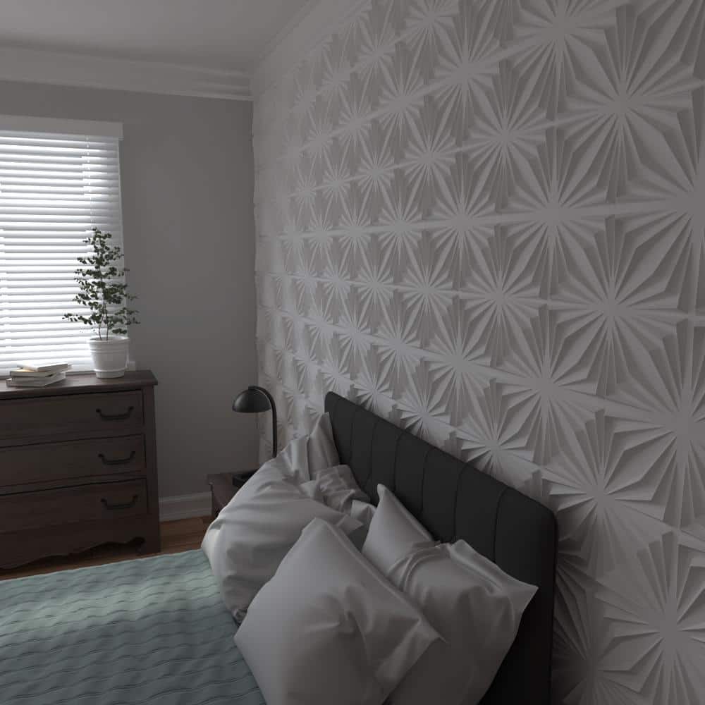 White Textured 3D PVC Decorative Wall Panels, 19 5/8" x 19 5/8", 50-Pack