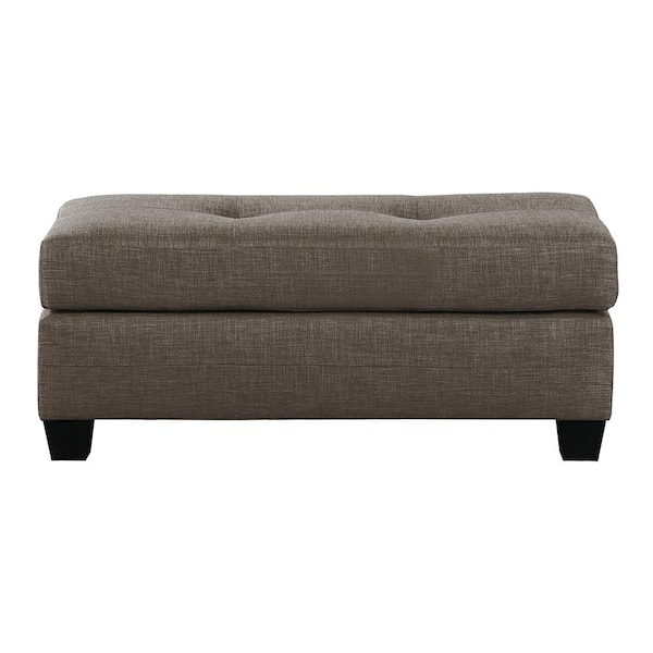 Lazzara Charley Brown Textured Fabric Rectangle Ottoman