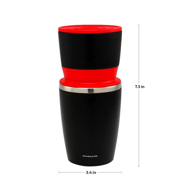 OVENTE Single Serve Red Coffee Grinder, 2-in-1 Carafe Coffee Maker Machine,  With Insulated Cup CMB281R - The Home Depot