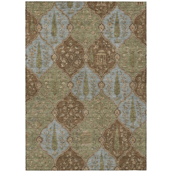 Chantille Machine Washable Indoor/Outdoor Abstract ACN3018 Mocha 10 ft. x 14 ft. Area Rug