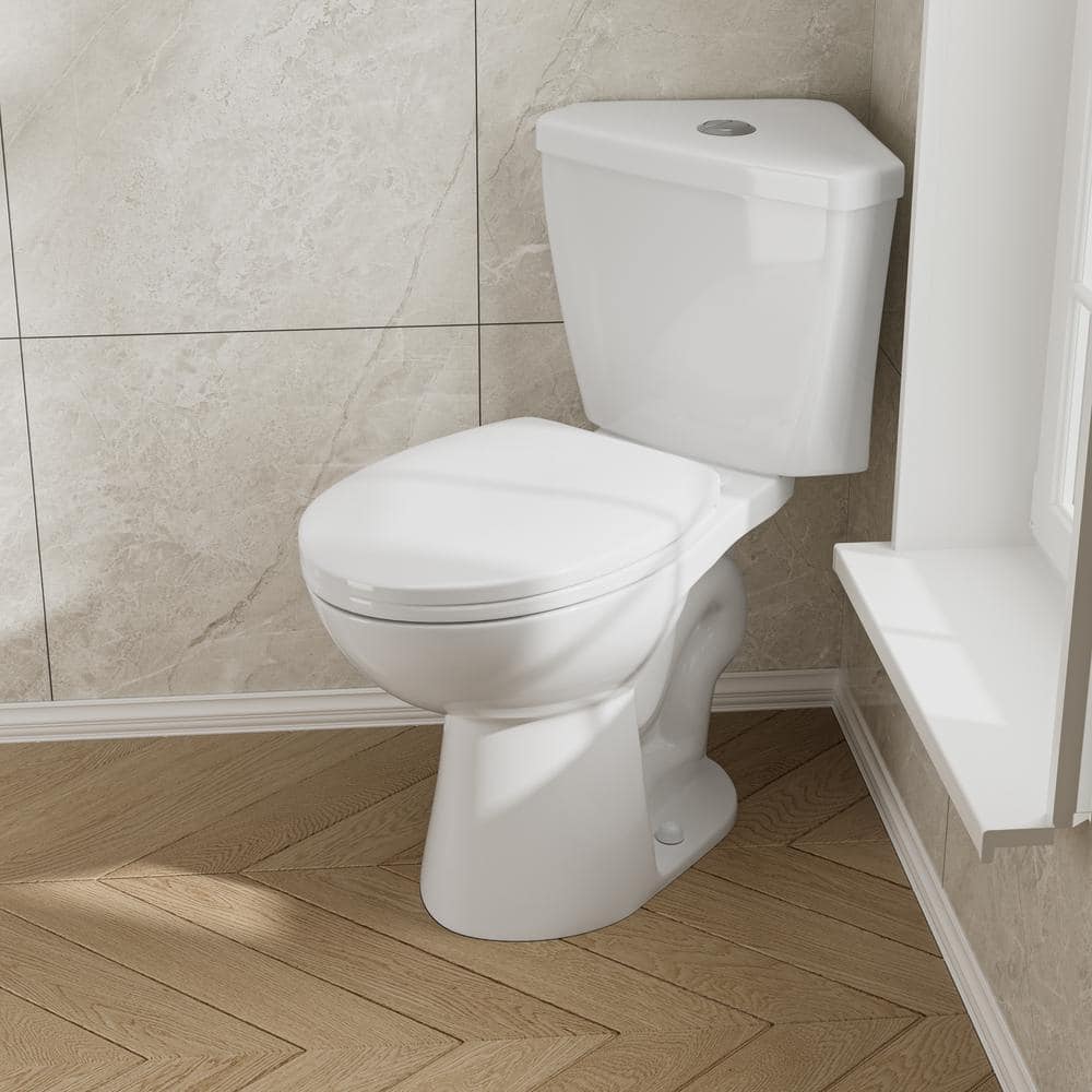 17.2" White Ceramic Corner Dual Flush Elongated Toilet