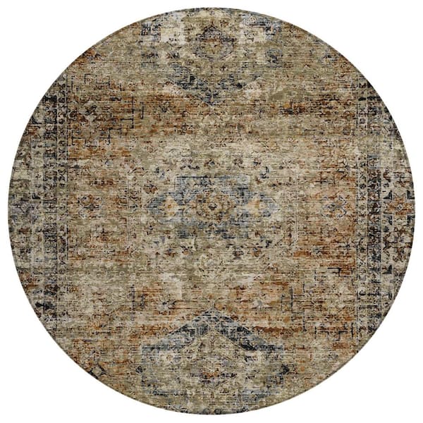 Chantille Machine Washable Indoor/Outdoor Abstract ACN2170 Copper 8 ft. x 8 ft. Area Rug