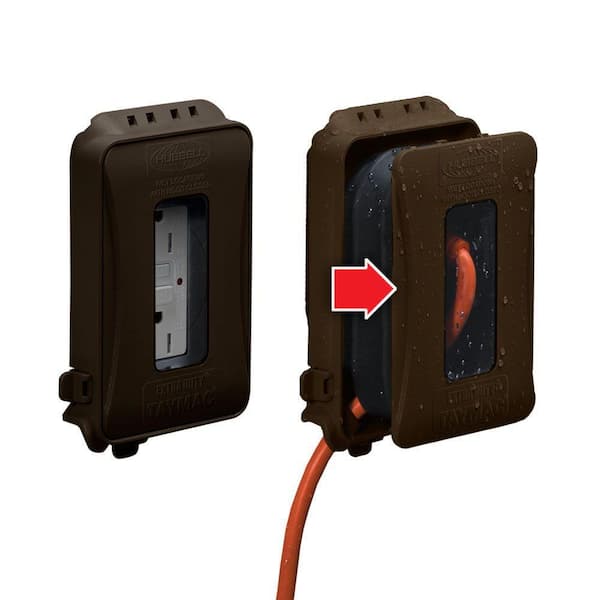 TAYMAC N3R Extra Duty PolyC Bronze 1-Gang Expandable Weatherproof In-Use Electrical Outlet Cover for Outdoor Outlet