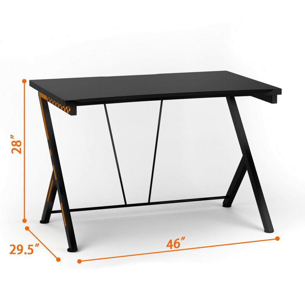 Black MDF and Steel Gaming Desk with Large Desktop