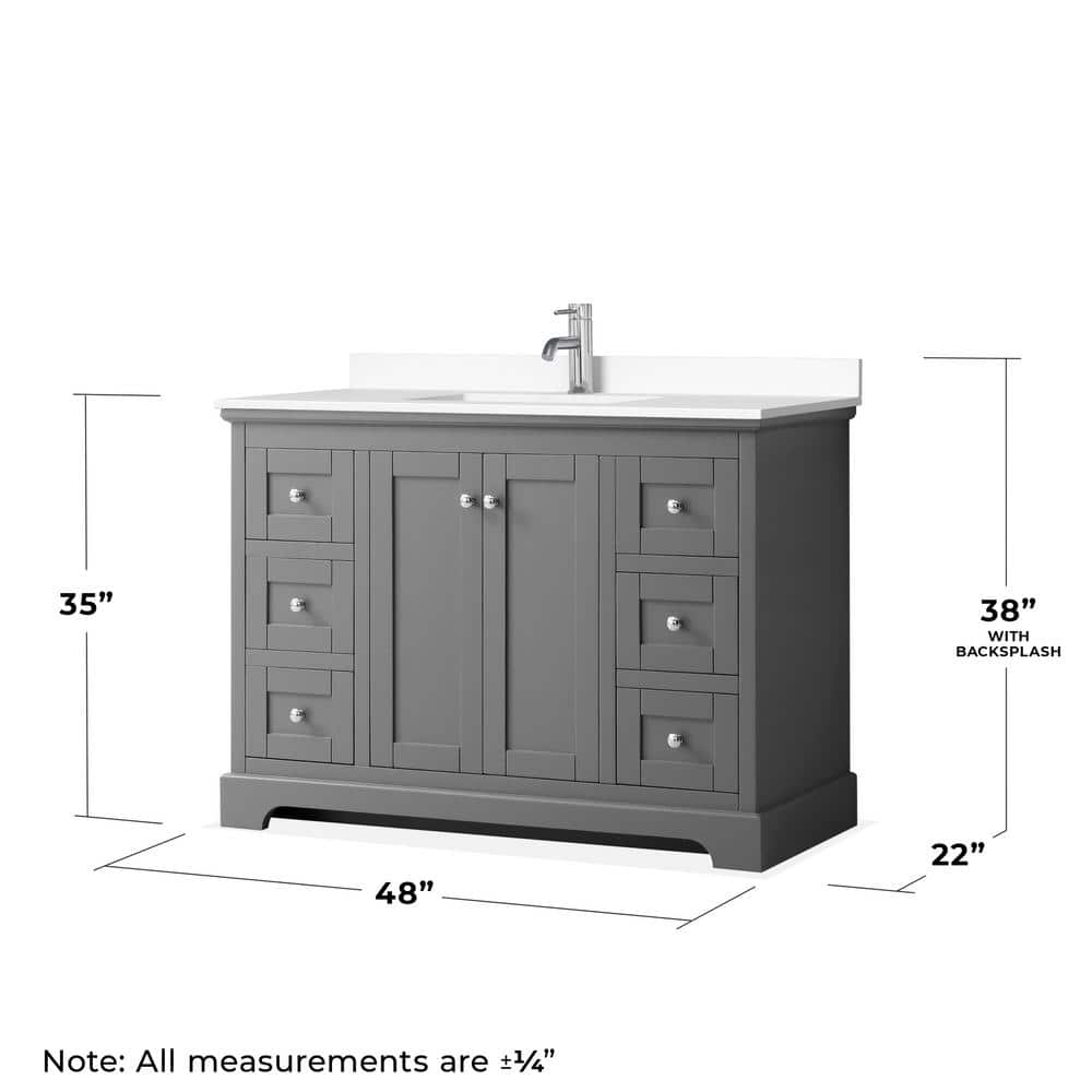 Avery 48'' Dark Gray Single Bathroom Vanity with Marble Top