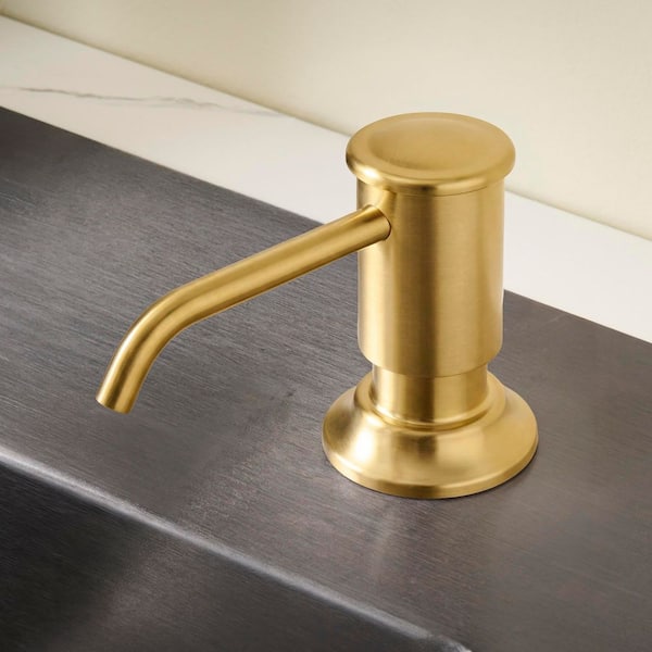 Brushed Gold Built-In Countertop Dish Soap Hand Lotion Pump with Refillable Bottle