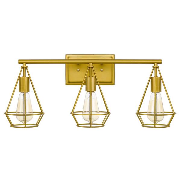 Worldwide Lighting Crusoe 25 5 In X 7 25 In X 10 75 In 3 Light Luxury Gold Vanity Light E025 021 The Home Depot