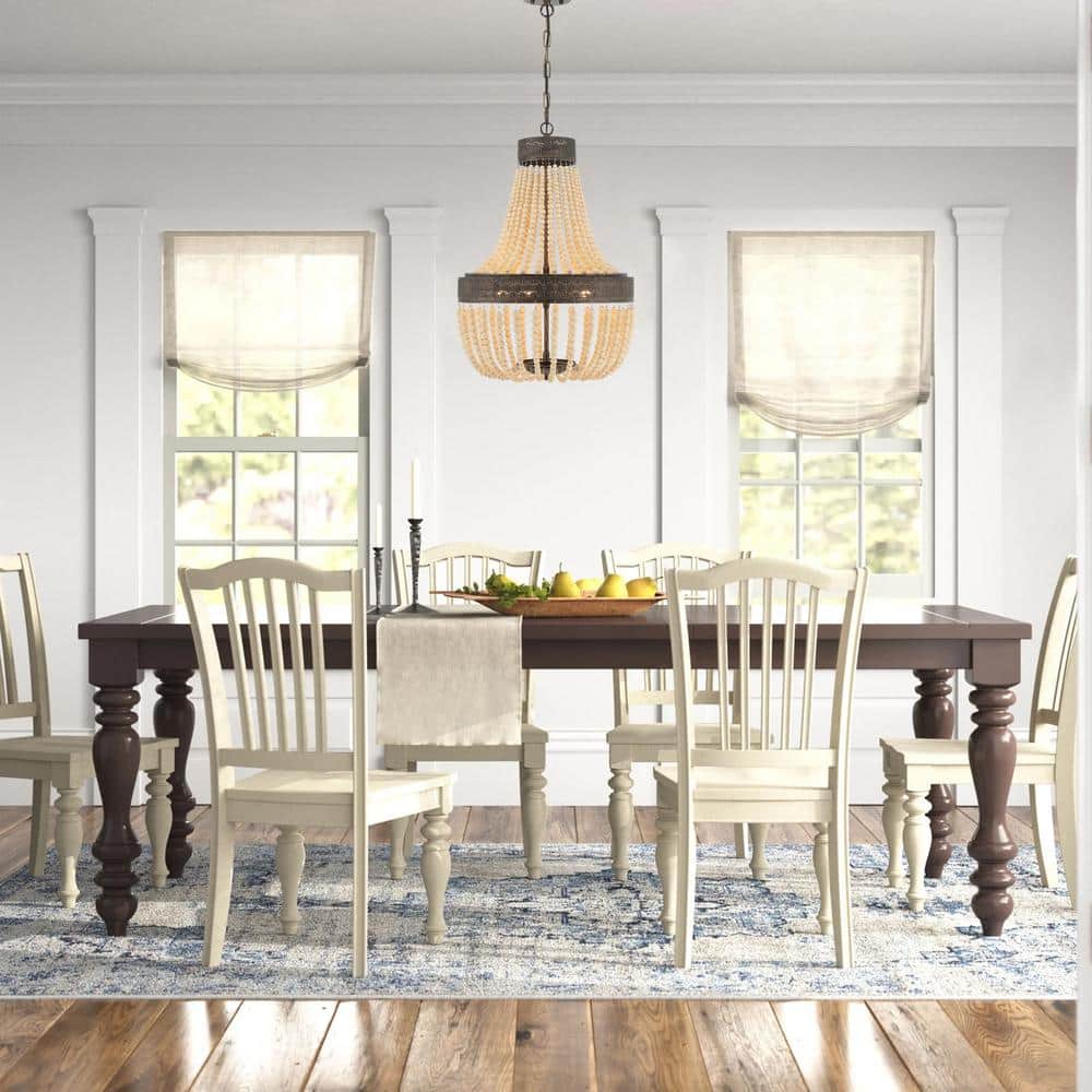 Empire Dual-Tone Beaded Chandelier with Adjustable Height