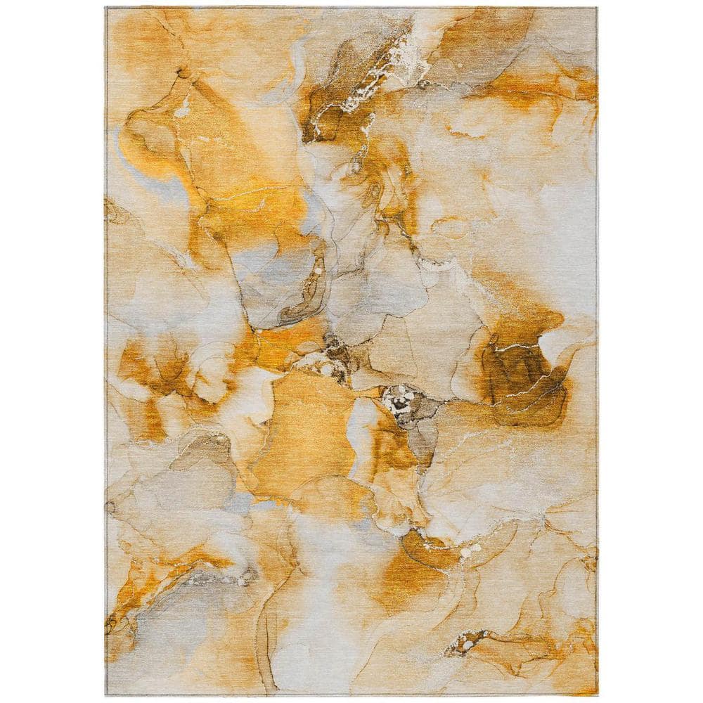 Orange and Ivory 3 ft. x 5 ft. Woven Abstract Polyester Rectangle Indoor/Outdoor Area Rug price history on PriceWatchPro