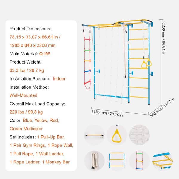 SKYSHALO Indoor Jungle Gym for Toddlers, 7-in-1 Climbing  display picture 1