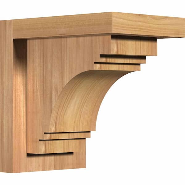 Ekena Millwork 5-1/2 in. x 8 in. x 8 in. Western Red Cedar Pescadero Smooth Corbel with Backplate