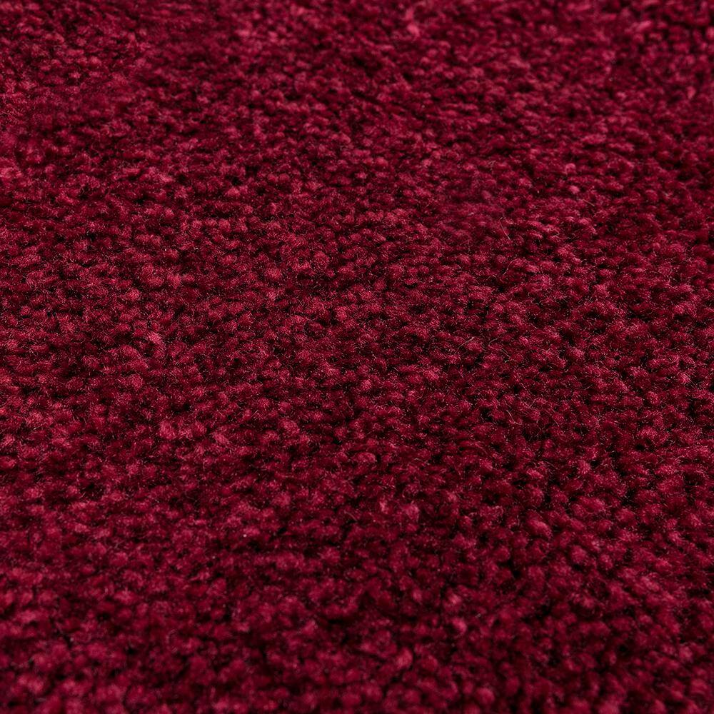 Burgundy Plush Polyester Bath Rug Set with Non-Slip Backing
