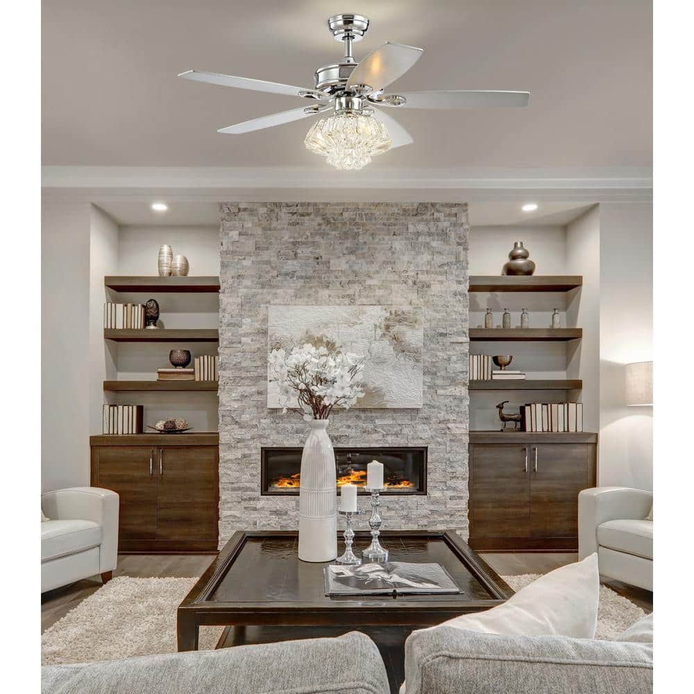 Kate 48" Chrome Crystal Drum LED Ceiling Fan with Remote