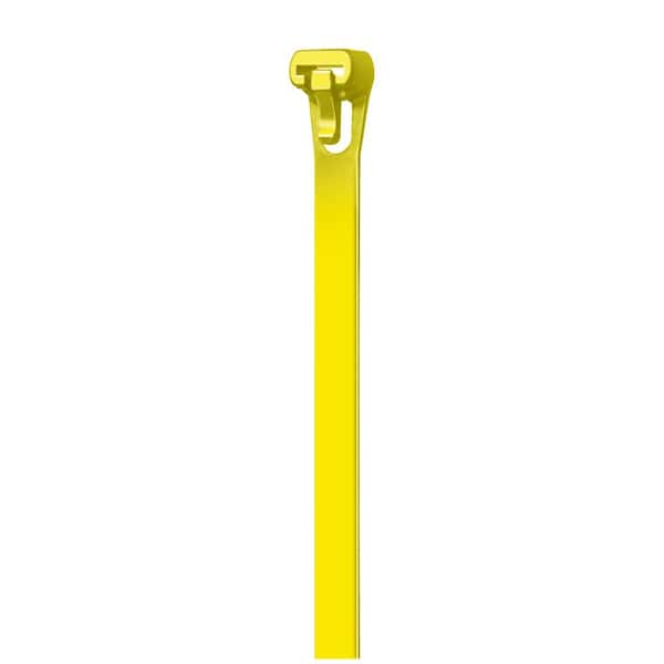 11 in. Reusable Releasable UL 21 Rated Cable Zip Ties (100-Pack) (Yellow)