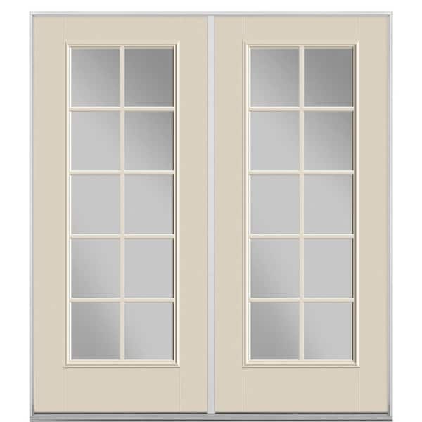 Masonite 72 in. x 80 in. Canyon View Fiberglass Prehung Right-Hand Inswing 10-Lite Clear Glass Patio Door without Brickmold