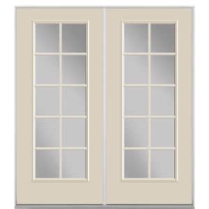 72 in. x 80 in. Canyon View Fiberglass Prehung Right-Hand Inswing 10-Lite Clear Glass Patio Door in Vinyl Frame