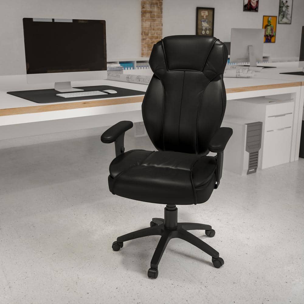 Carnegy Avenue Faux Leather Swivel Ergonomic Office Chair in Black