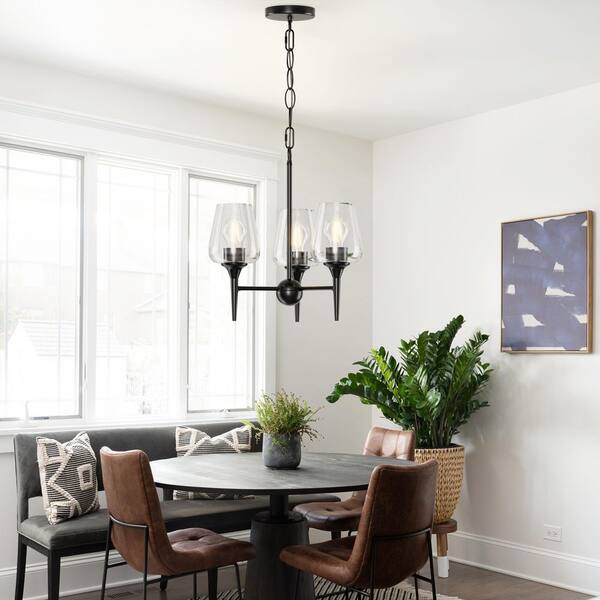 Sunpez 16 in. W, 3-Light Black Chandelier Adjustable Height Sunpez 16 in. W, 3-Light Black Chandelier Adjustable Height