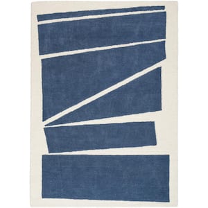 Modern Edge Navy/Ivory 5 ft. x 7 ft. Contemporary Area Rug