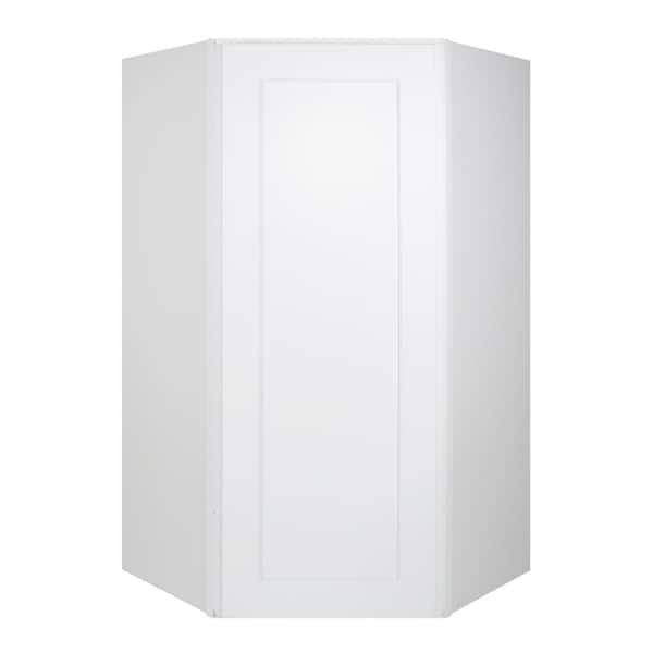 HOMEIBRO Newport Shaker White Ready to Assemble Wall Diagonal Corner Cabinet 24 in. W x 42 in. H x 24 in. D