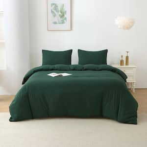 King Size 3-Pieces Polyester Duvet Cover Set Bedding Set Green