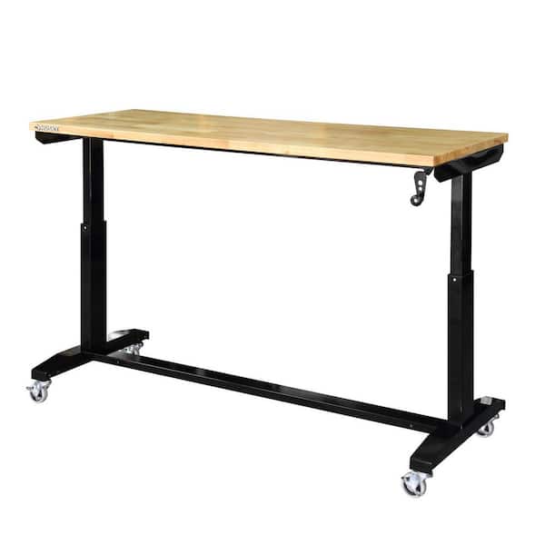 Husky HOTL6202B12 62 in. Adjustable Height Workbench Table with 2 Drawers in Black