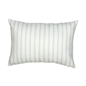 White and Blue Striped Lumbar Pillow Cover