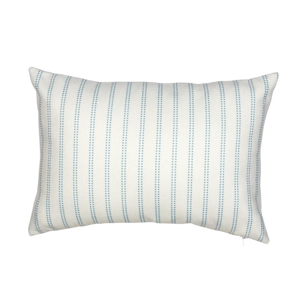 Stratton Home Decor White and Blue Striped Lumbar Pillow Cover