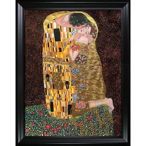 The Kiss (full view - Luxury Line) by Gustav Klimt Black Matte Framed People Oil Painting Art Print 35 in. x 45 in.