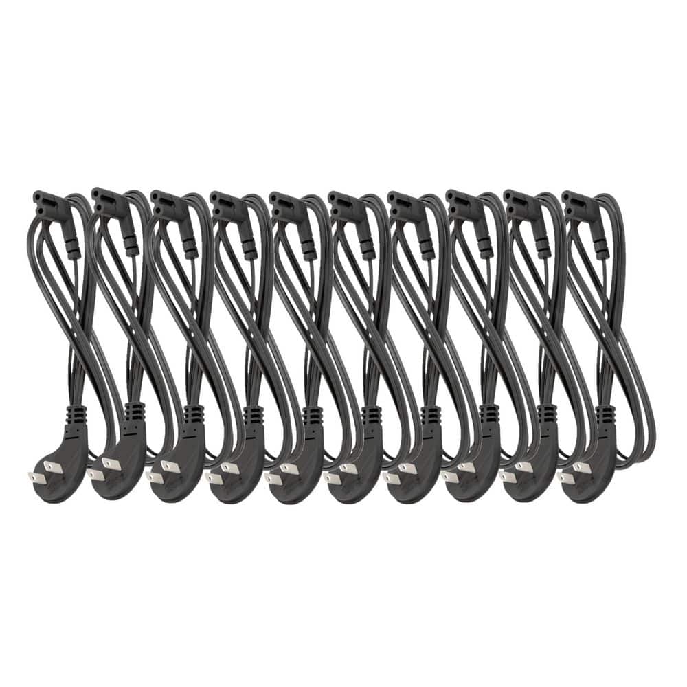 10 ft. Ultra Low Profile 18AWG / 2-Conductors Indoor Right Angled Power Cord Black (10-Pack) price history on PriceWatchPro