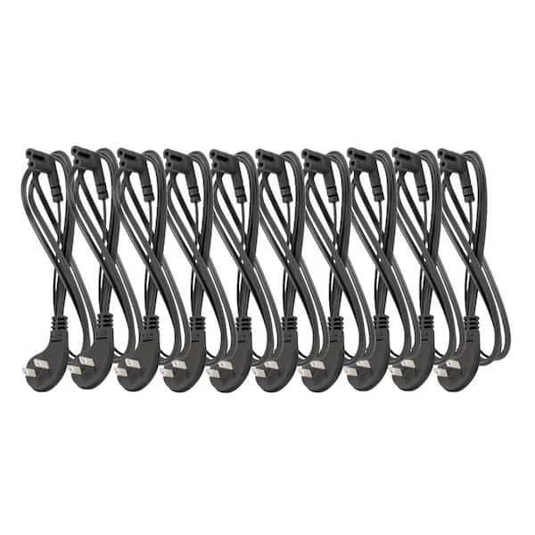 15 ft. Ultra Low Profile 18AWG / 2-Conductors Indoor Right Angled Power Cord Black (10-Pack)