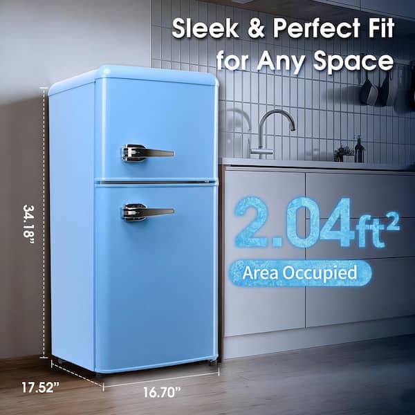 JEREMY CASS 3.5 cu. ft. Retro Mini Refrigerator in Blue with Top
