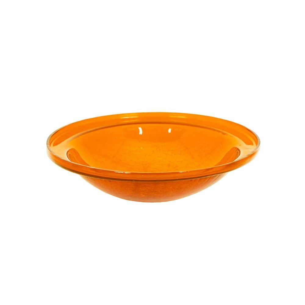ACHLA DESIGNS Reflective Crackle Glass Birdbath Bowl, 12.5 in. Dia Mandarin Orange