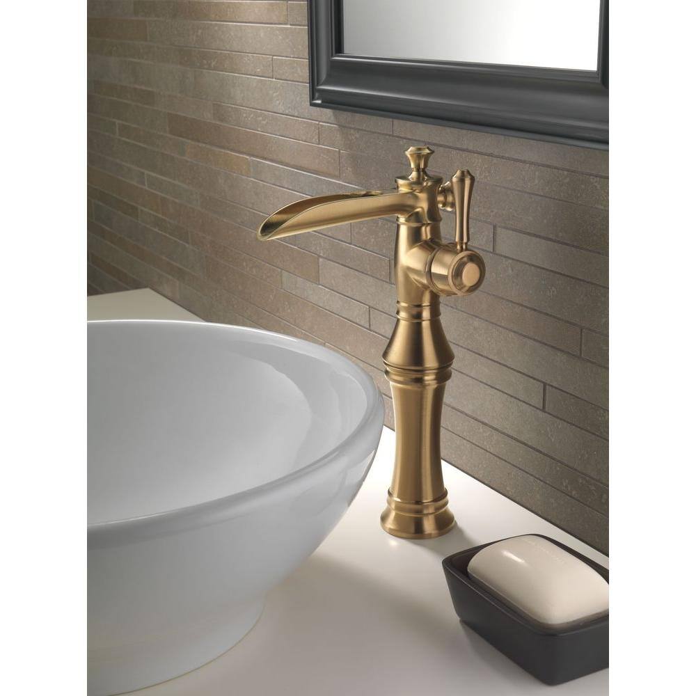 Elegant Single Hole Vessel Bathroom Faucet in Champagne Bronze