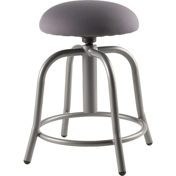National Public Seating 18 in. - 25 in., 3 in. Fabric Padded Charcoal Seat, Grey FrameHeight Adjustable Designer Stool