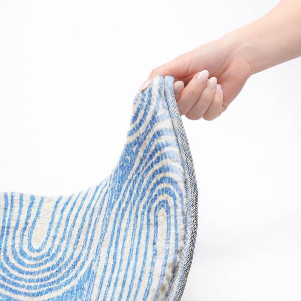 Dream Shag Premium Machine Washable Abstract ADS540 Blue 9 ft. x 12 ft. Area Rug