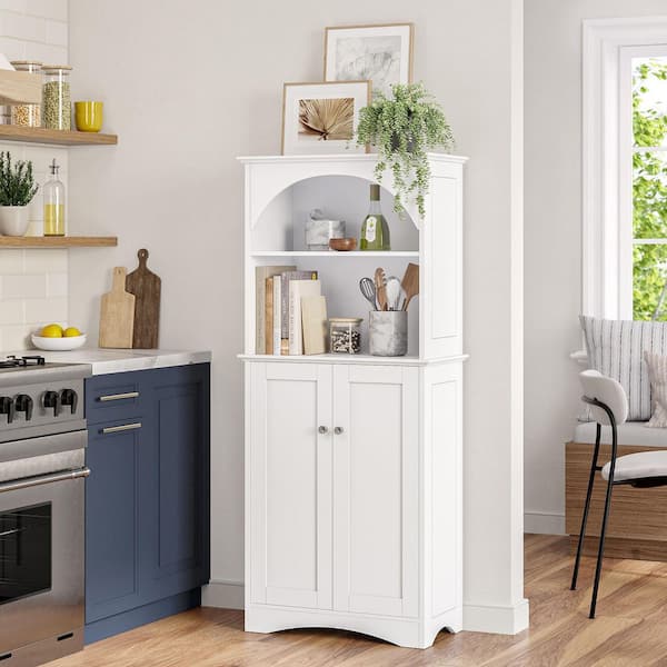 RiverRidge Home White Engineered Wood 22.6 in. W Pantry Cabinet with Open Shelves