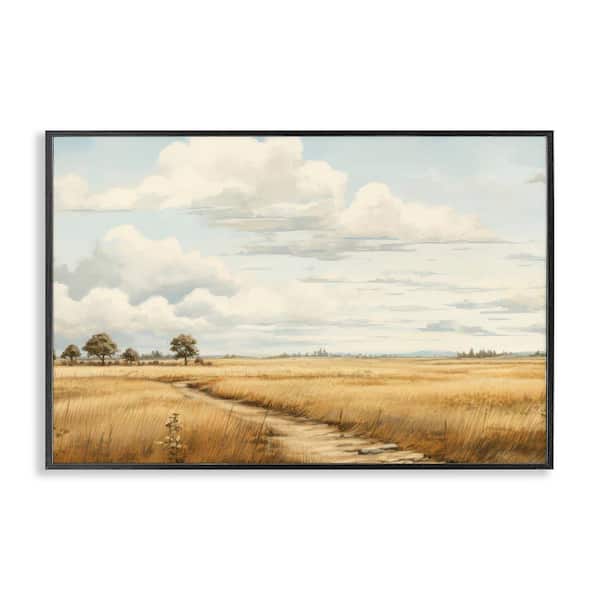 Stupell Industries Path Through Vast Grassland by LSR Creative Studio Black Framed Nature Giclee Art Print 16 in. x 24 in.